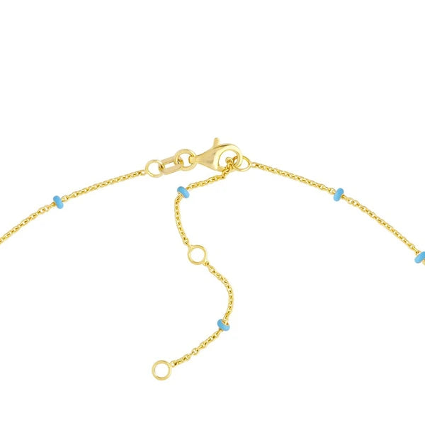EN/Amel Bead N/Ameplate Necklace