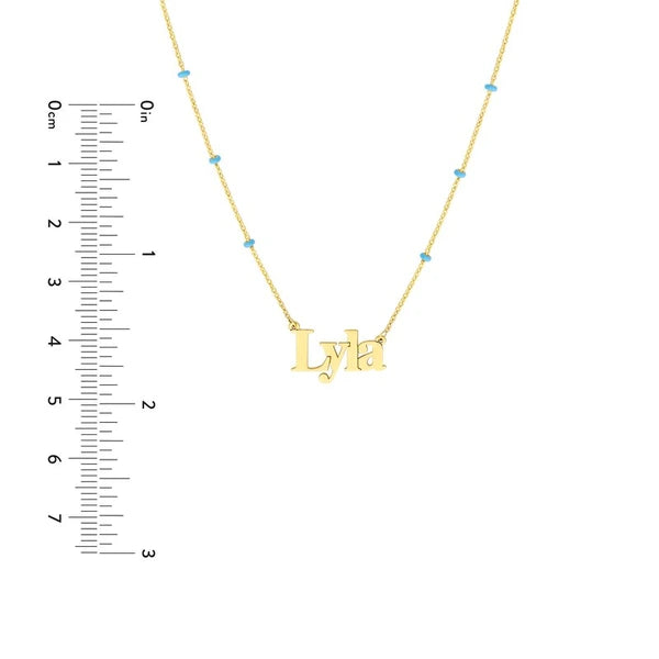 EN/Amel Bead N/Ameplate Necklace