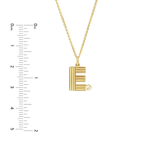 Block Lined Initial 'E' with Diamond Necklace