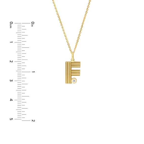 Block Lined Initial 'F' with Diamond Necklace