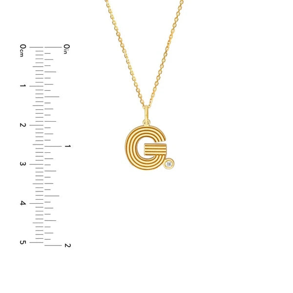 Block Lined Initial 'G' with Diamond Necklace