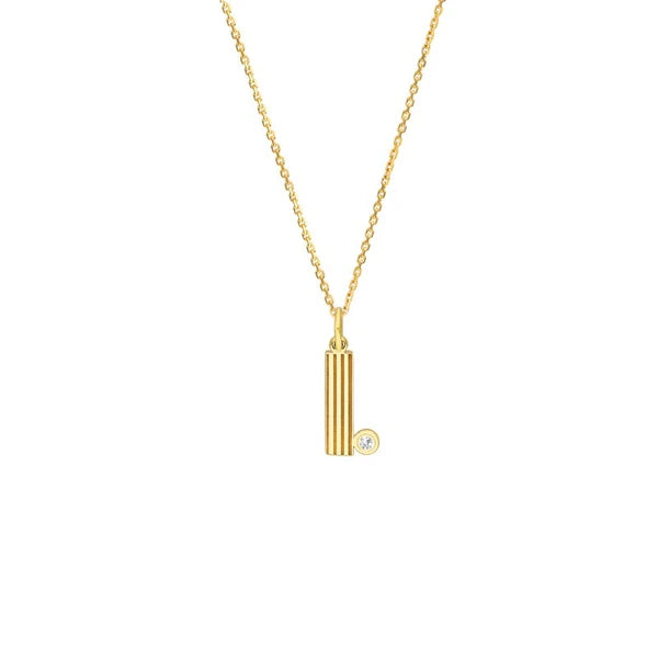 Block Lined Initial 'I' with Diamond Necklace