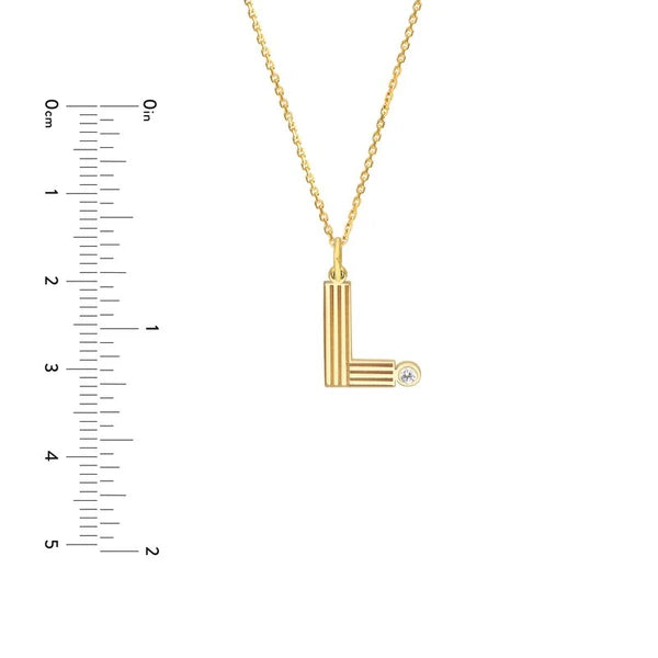 Block Lined Initial 'L' with Diamond Necklace