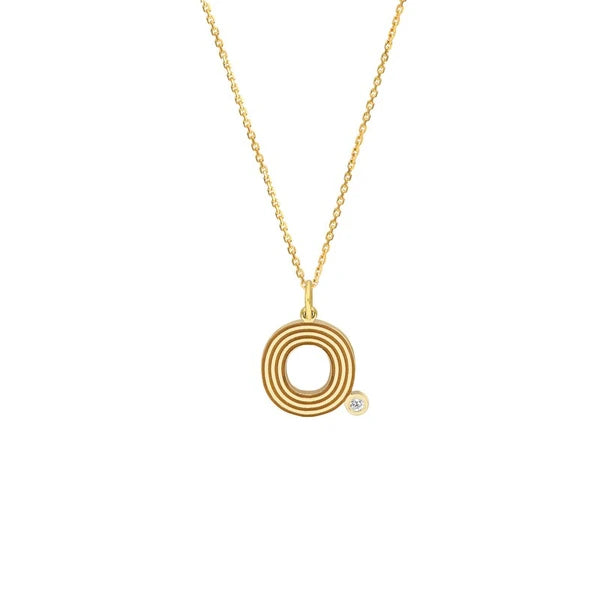 Block Lined Initial 'O' with Diamond Necklace