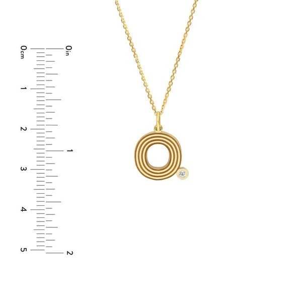 Block Lined Initial 'O' with Diamond Necklace