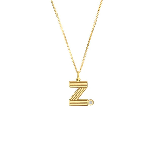 Block Lined Initial 'Z' with Diamond Necklace