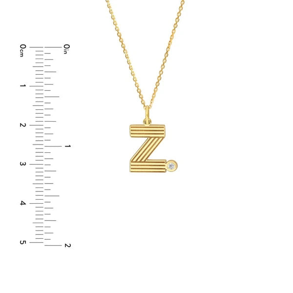 Block Lined Initial 'Z' with Diamond Necklace