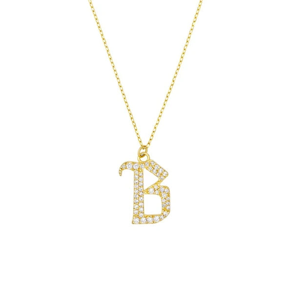 Diamond Gothic 'B' Necklace