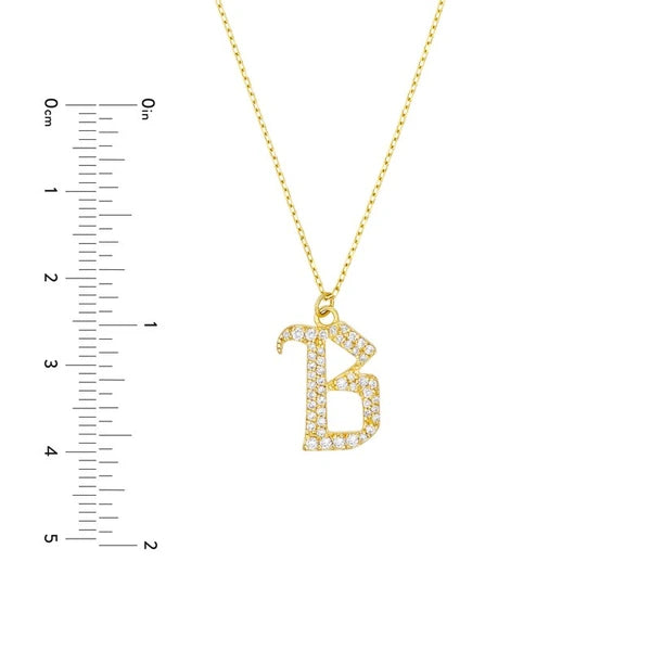 Diamond Gothic 'B' Necklace