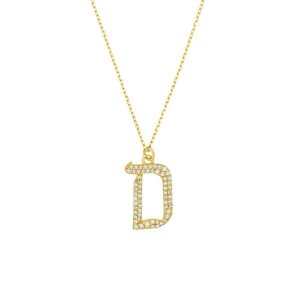 Diamond Gothic 'D' Necklace