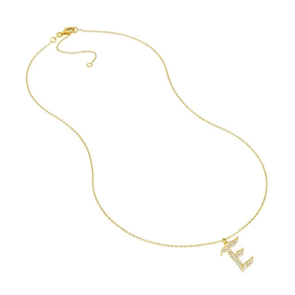 Diamond Gothic 'E' Necklace
