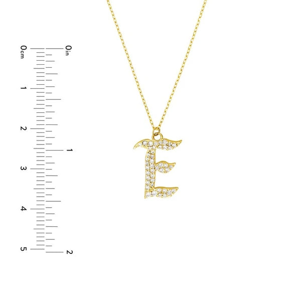 Diamond Gothic 'E' Necklace