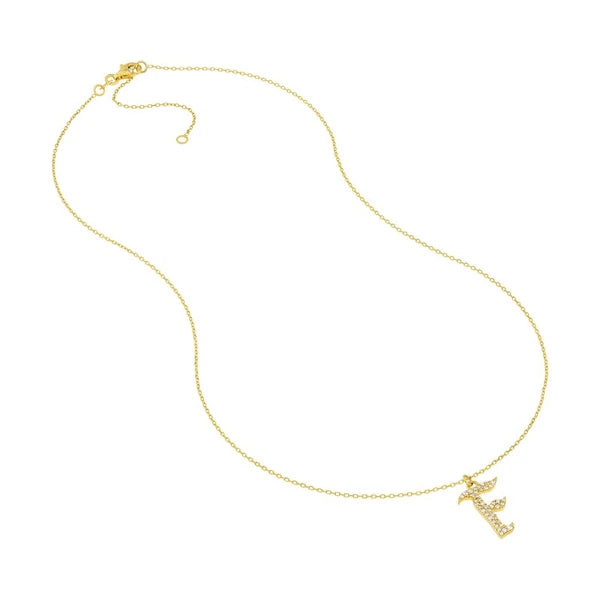 Diamond Gothic 'F' Necklace