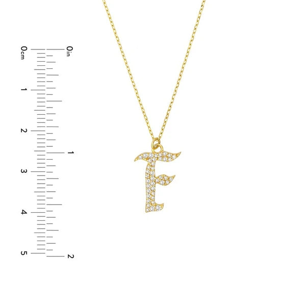 Diamond Gothic 'F' Necklace