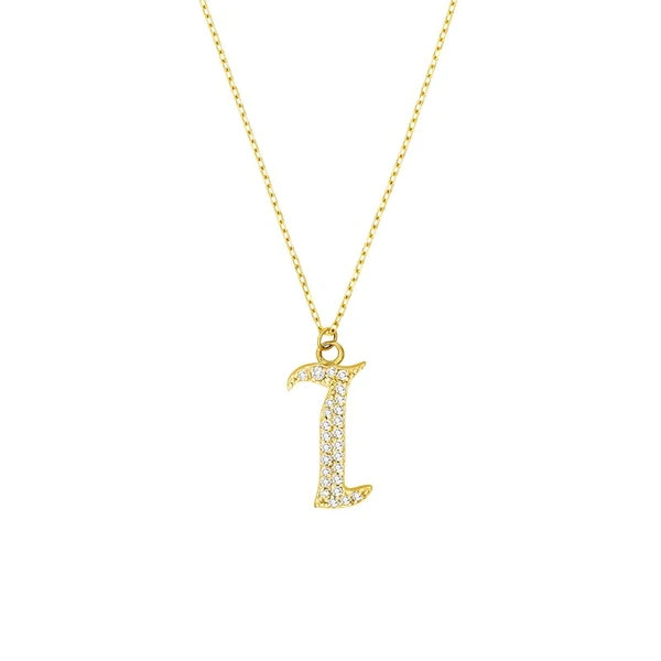 Diamond Gothic 'I' Necklace