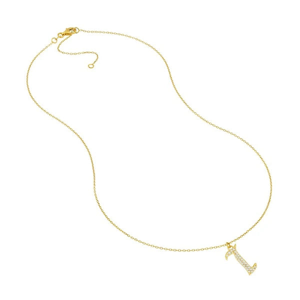 Diamond Gothic 'I' Necklace