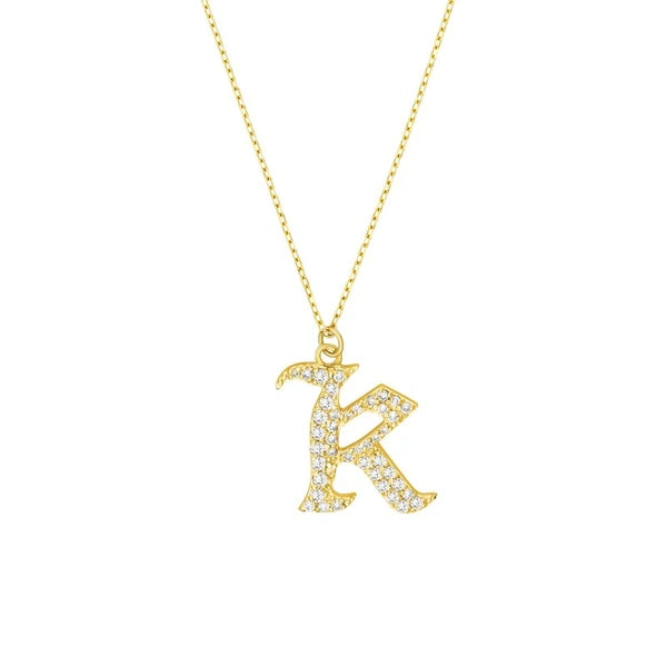 Diamond Gothic 'K' Necklace