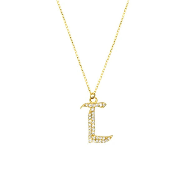 Diamond Gothic 'L' Necklace