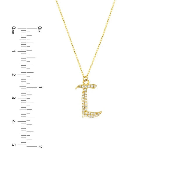 Diamond Gothic 'L' Necklace