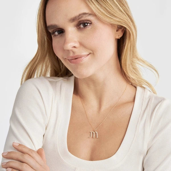 Diamond Gothic “M” Necklace