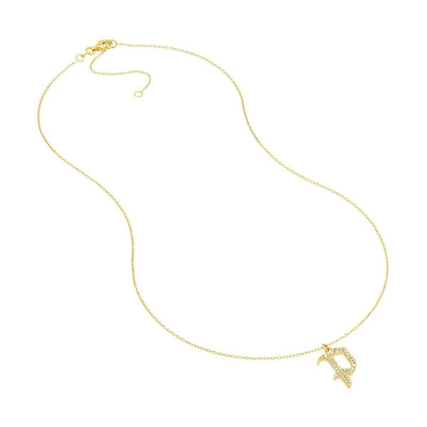 Diamond Gothic 'P' Necklace