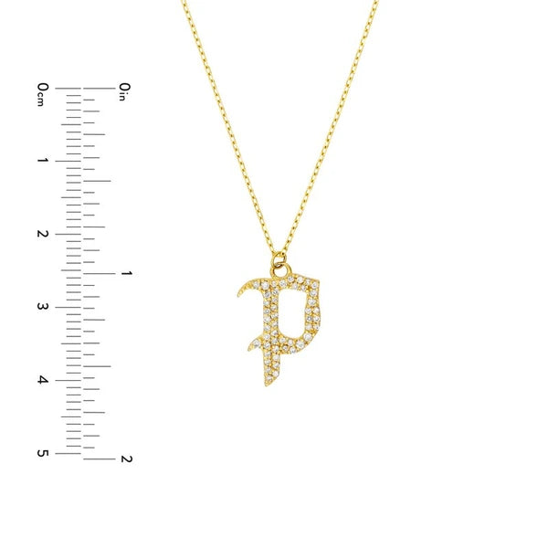 Diamond Gothic 'P' Necklace