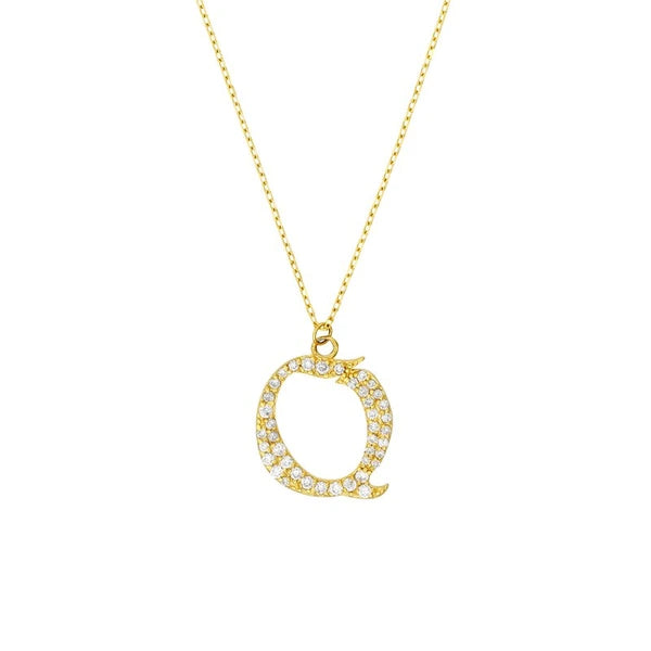 Diamond Gothic 'Q' Necklace