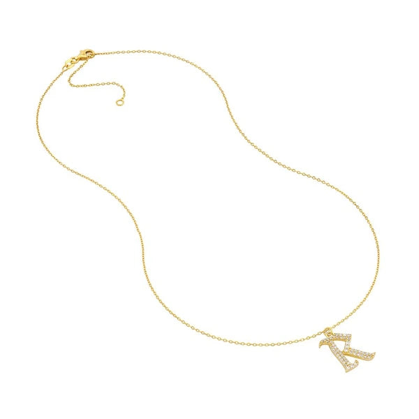 Diamond Gothic “R” Necklace