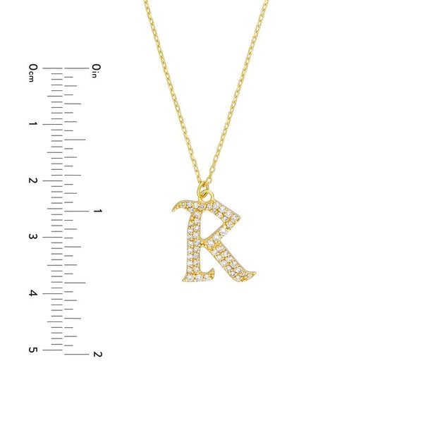 Diamond Gothic “R” Necklace