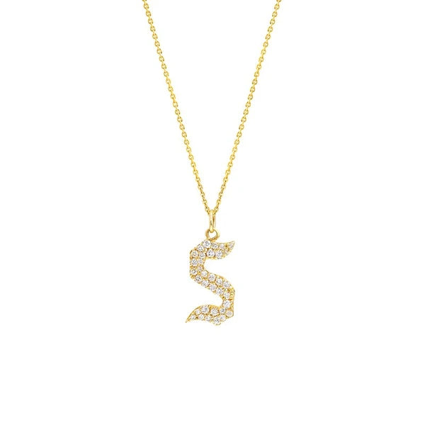 Diamond Gothic 'S' Necklace