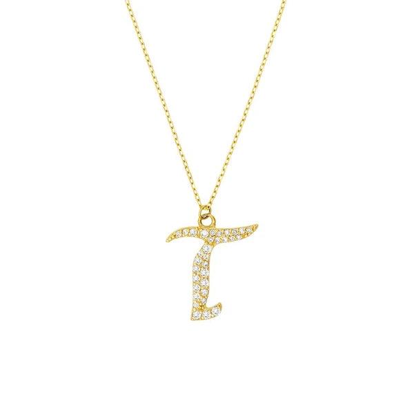 Diamond Gothic 'T' Necklace