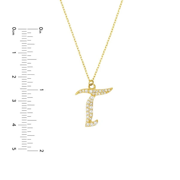 Diamond Gothic 'T' Necklace