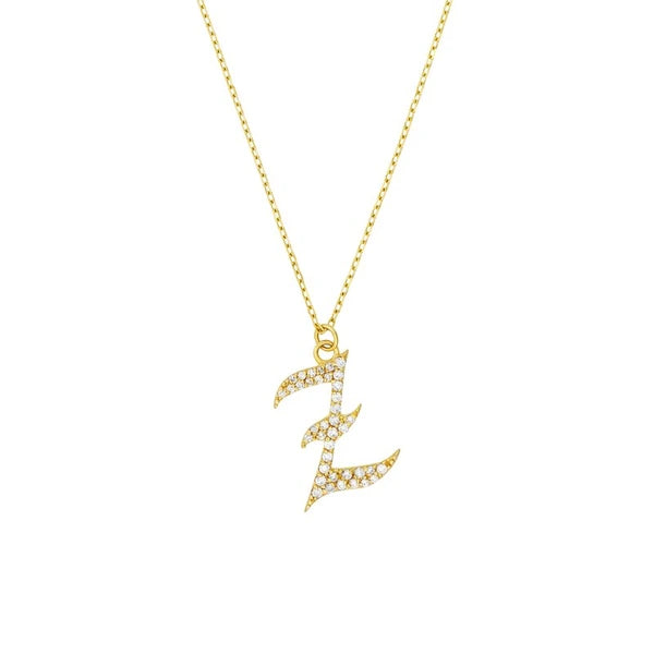 Diamond Gothic 'Z' Necklace