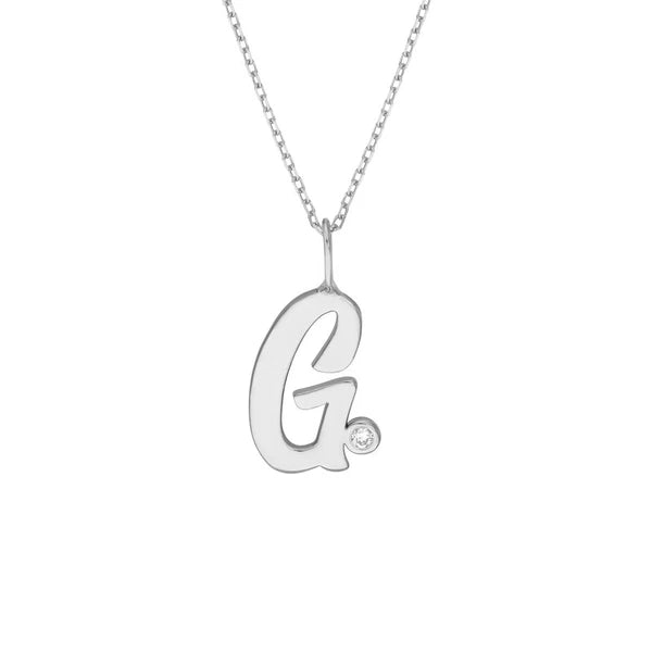 Script 'G' with Diamond Bezel Necklace