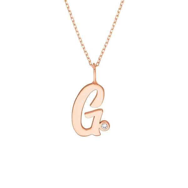 Script 'G' with Diamond Bezel Necklace