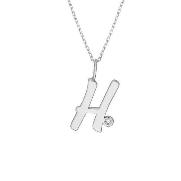 Script 'H' with Diamond Bezel Necklace