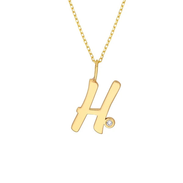 Script 'H' with Diamond Bezel Necklace