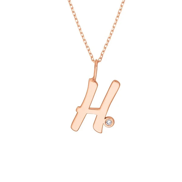 Script 'H' with Diamond Bezel Necklace