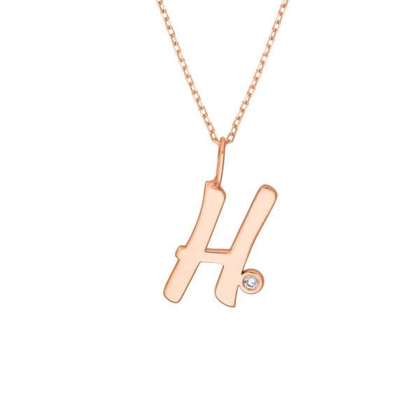 Script 'H' with Diamond Bezel Necklace