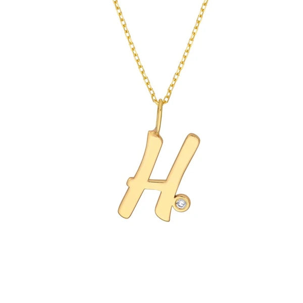 Script 'H' with Diamond Bezel Necklace