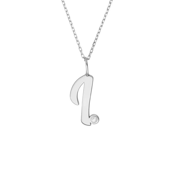 Script 'I' with Diamond Bezel Necklace