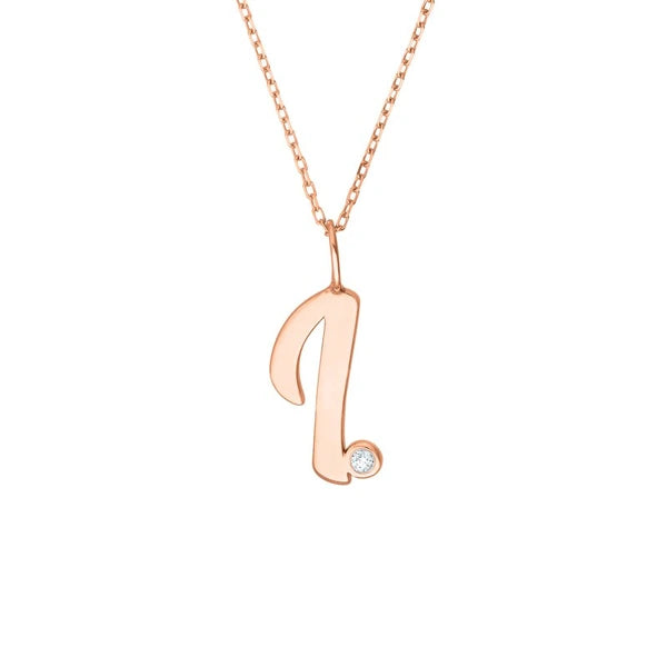 Script 'I' with Diamond Bezel Necklace