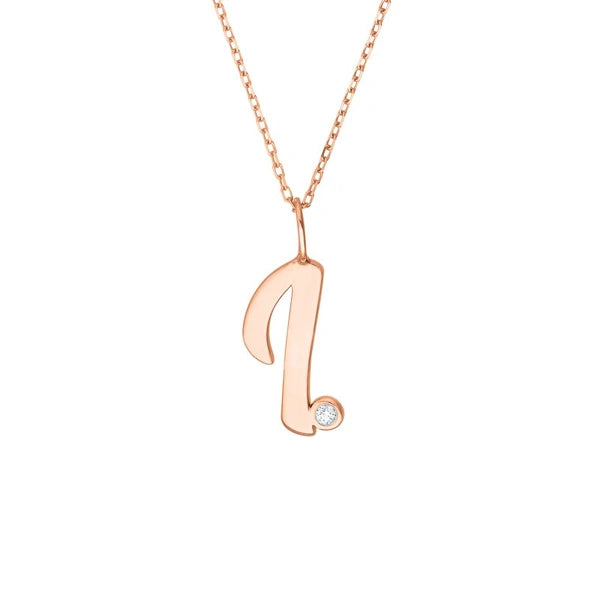 Script 'I' with Diamond Bezel Necklace