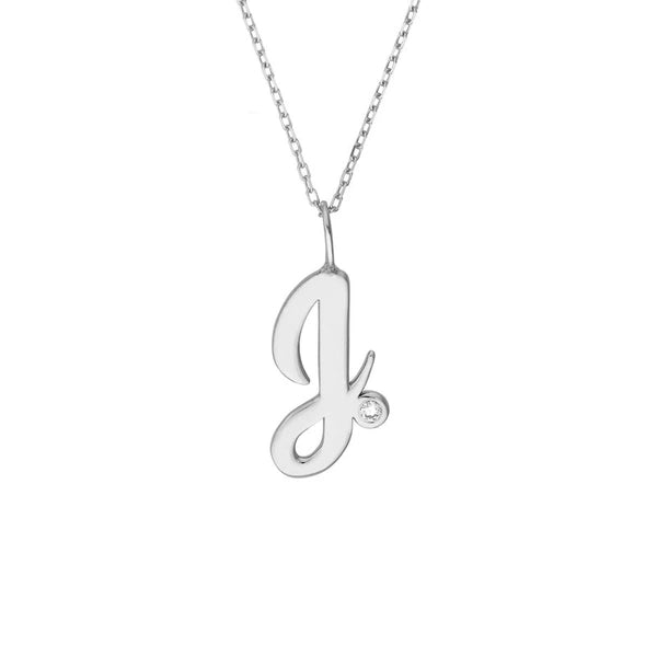Script 'J' with Diamond Bezel Necklace