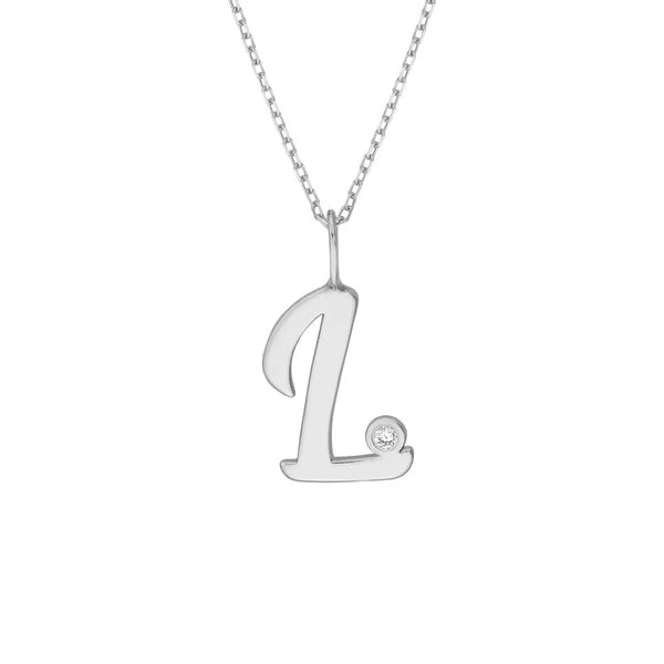 Script 'L' with Diamond Bezel Necklace