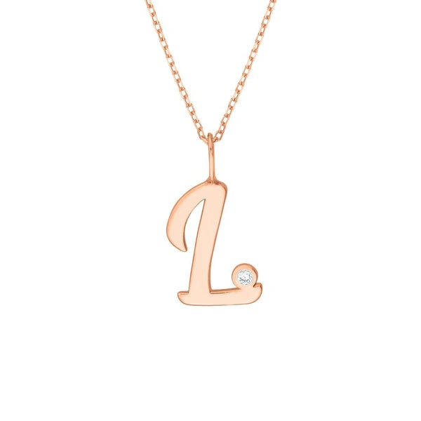 Script 'L' with Diamond Bezel Necklace