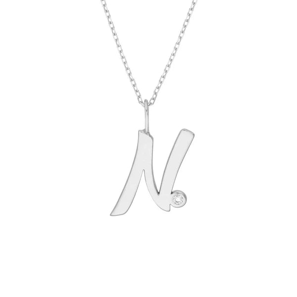 Script 'N' with Diamond Bezel Necklace