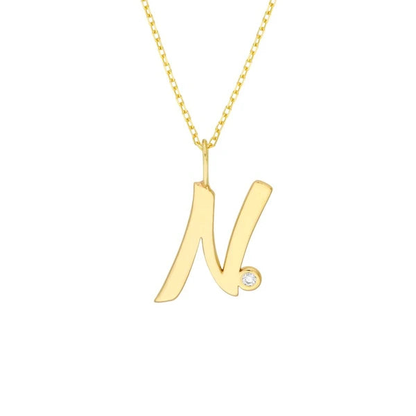 Script 'N' with Diamond Bezel Necklace