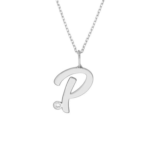 Script 'P' with Diamond Bezel Necklace