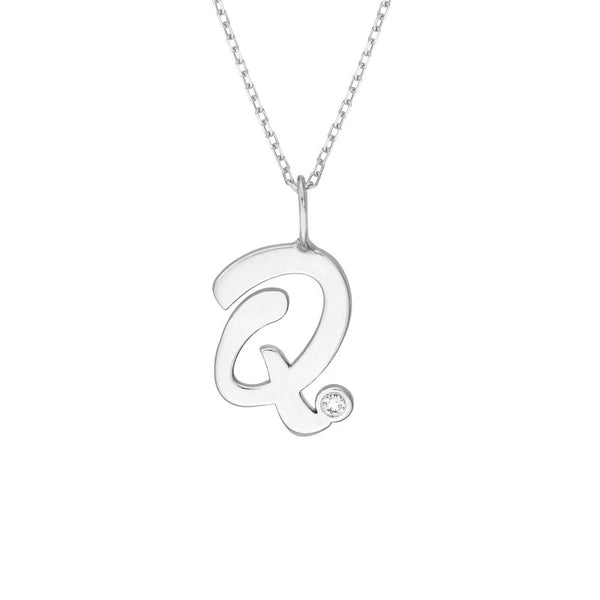 Script 'Q' with Diamond Bezel Necklace
